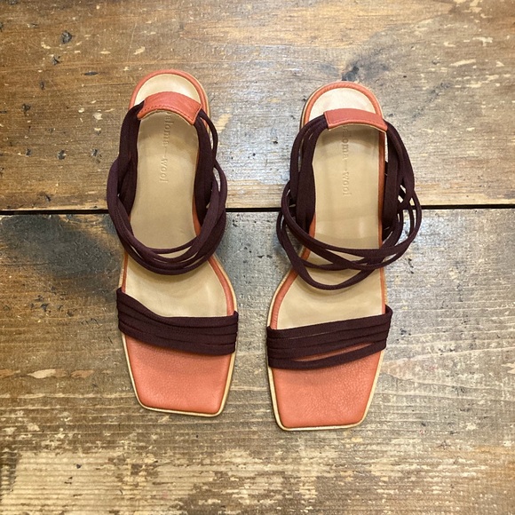 Paloma Wool coral plum wood block lunes sandals *size 38/ 8 *mint condition - Picture 3 of 9